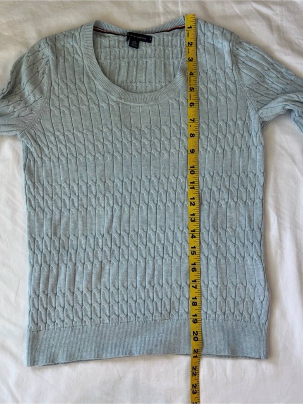 Tommy Hilfiger Blue Cable Knit Sweater XS Old Money Preppy - Picture 6 of 7